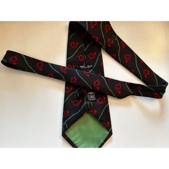 Men’s 58” SØR Hand Sewn Silk Tie French Horn Pattern Luxury Necktie Made in Germ - Picture 2 of 5